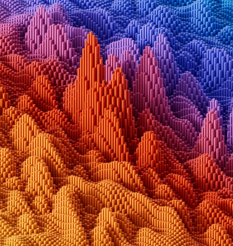 Vibrant geometric mountains rising