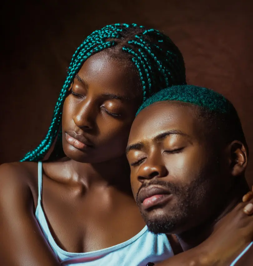 Brown Portrait of a Couple with Closed Eyes