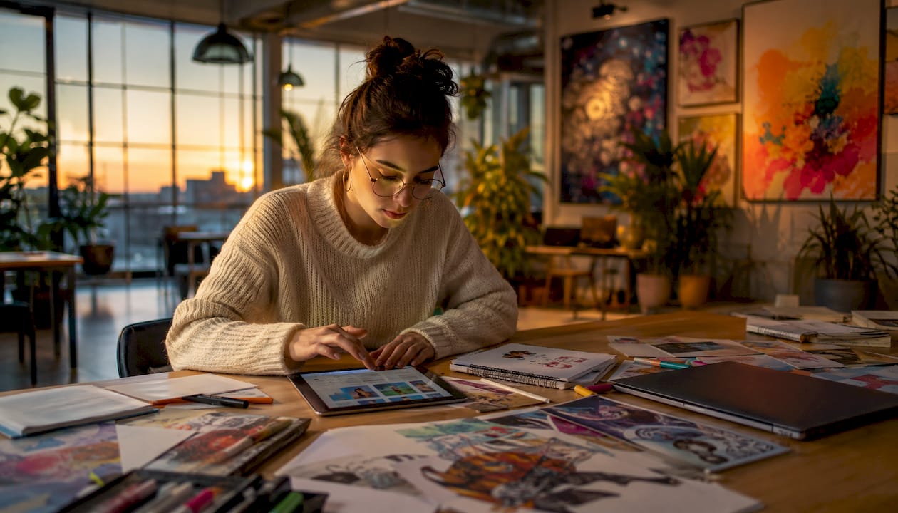 Hands selecting website images to optimize