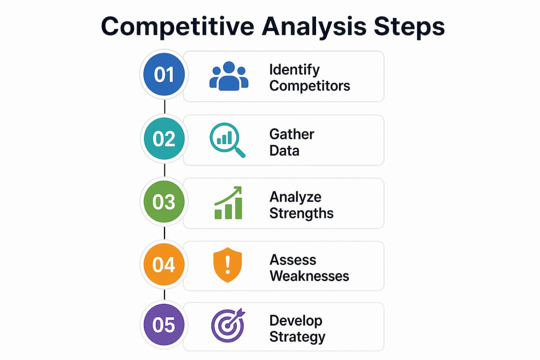 Infographic showing competitive analysis step-by-step process